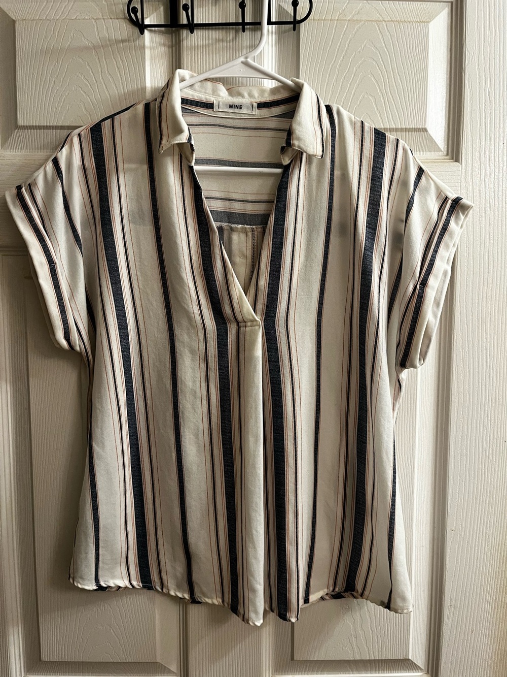 MINE~STRIPED PULLOVER WITH BACK BUTTON DETAIL~LG